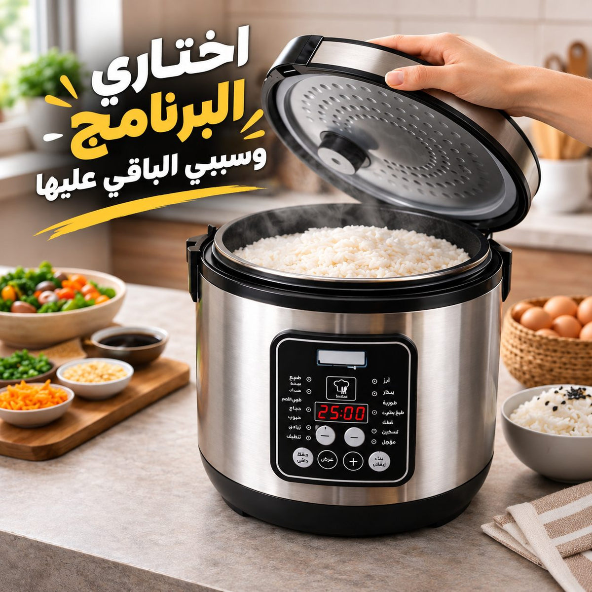 حلة ديجيتال لطبخ الأرز ب 12 برنامج للطهي بسعة 5 لتر وقوة 700 واط