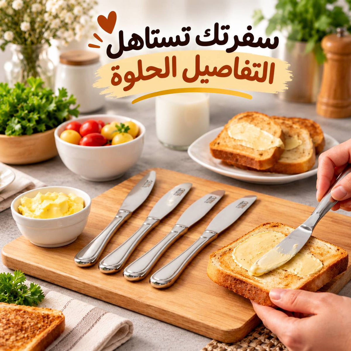 طقم سكاكين عشاء 12 قطعة استانلس ستيل تركي باللون الفضي Main image