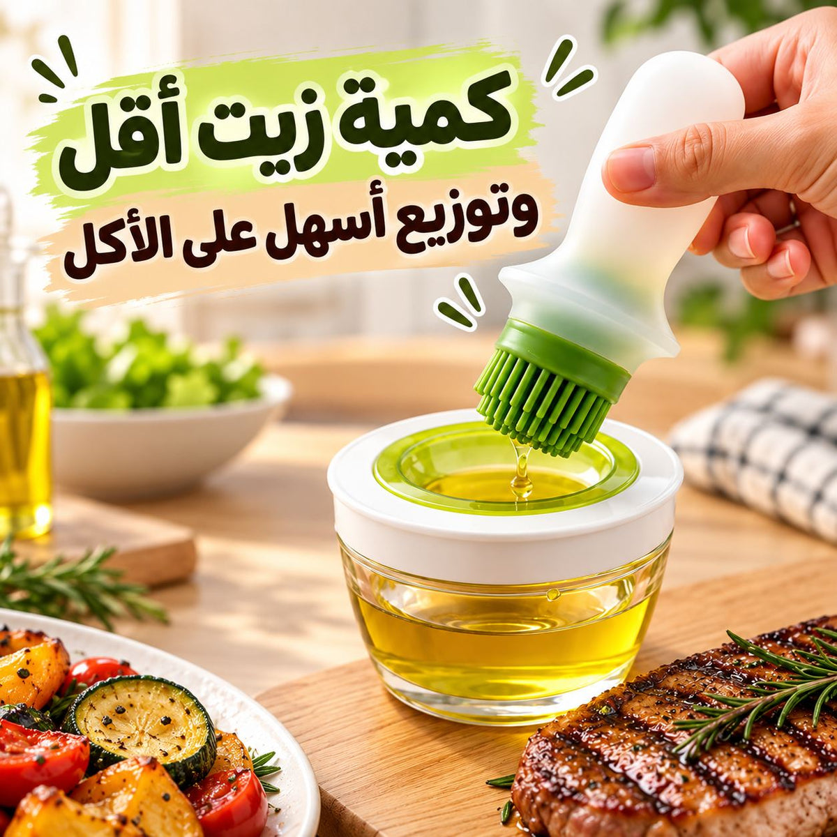 طقم زياتة وفرشة سيليكون 2 في 1 لتوزيع الزيت والصلصات على المشاوي والمخبوزات Main image