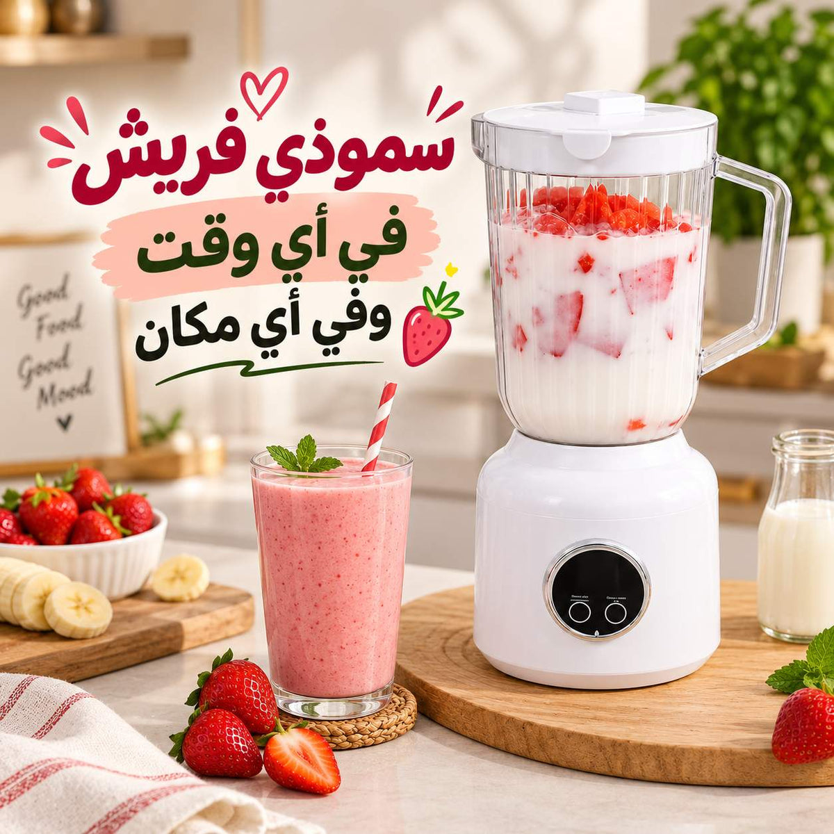 خلاط فواكه محمول للعصائر والسموذي 750 مل قابل لإعادة الشحن Main image