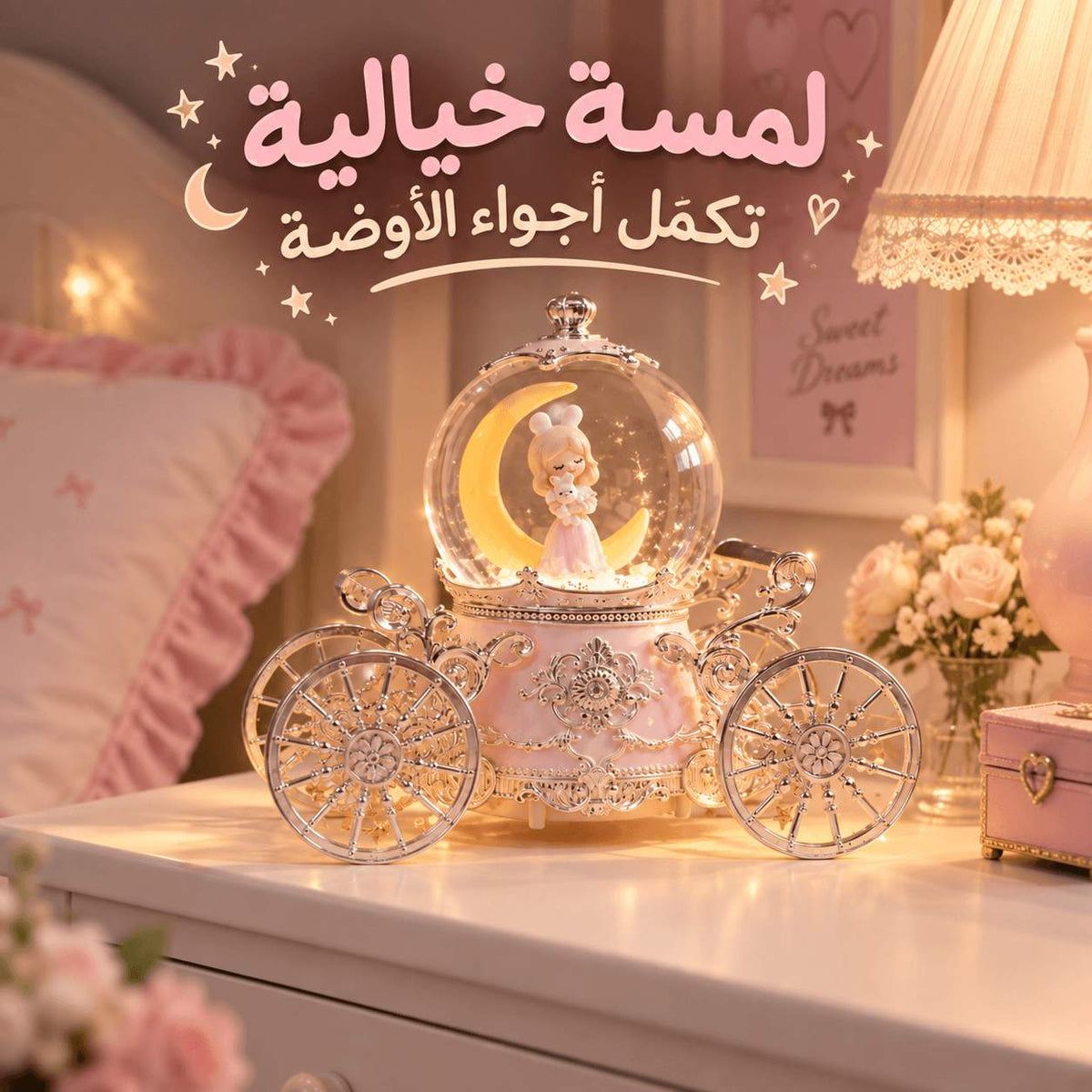 بلورة كريستالية مضيئة بتصميم عربة الأميرة مع موسيقى Main image