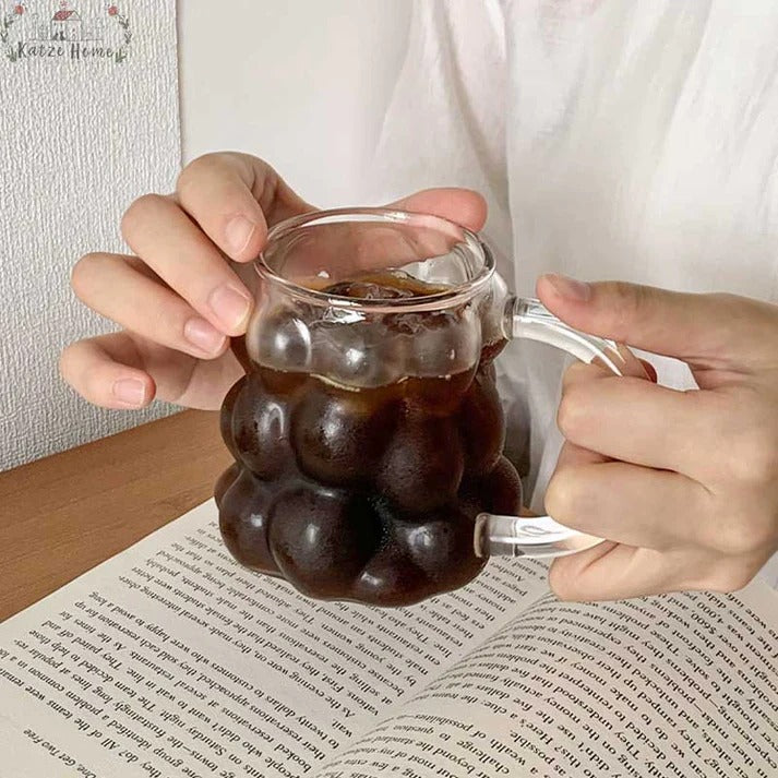 مج بابلز 400 ملي زجاج شفاف لشرب وتقديم العصائر والنسكافيه والايس كوفي بيد لسهولة الحمل