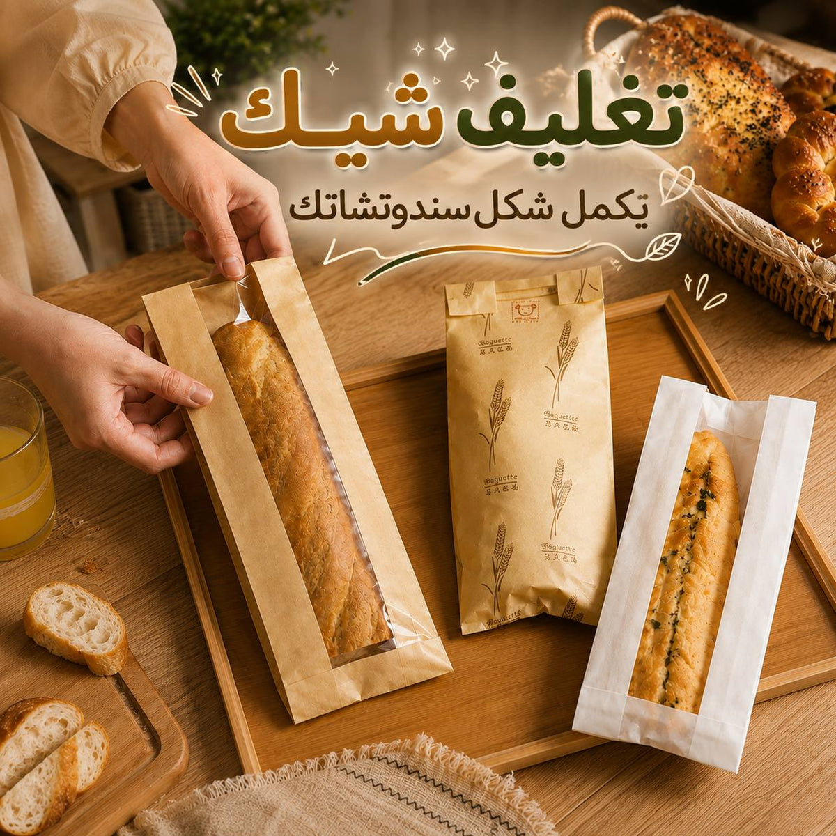 أكياس سندوتشات ورقية بنافذة شفافة للفينو والمخبوزات 5 قطع Main image