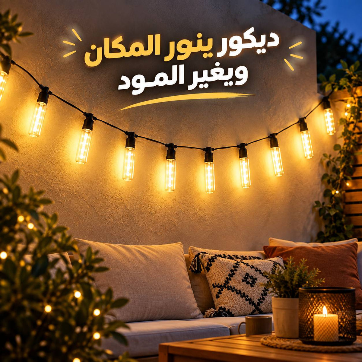 فرع نور 10 لمبات بطول 5 متر لتزيين الحدائق والأسطح Main image