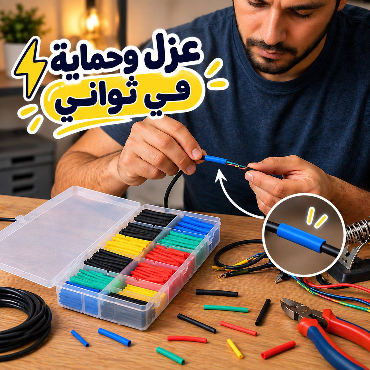 علبة شرنك حراري 280 قطعة بمقاسات مختلفة لعزل الأسلاك والكابلات والحفاظ عليها من القطع Main image