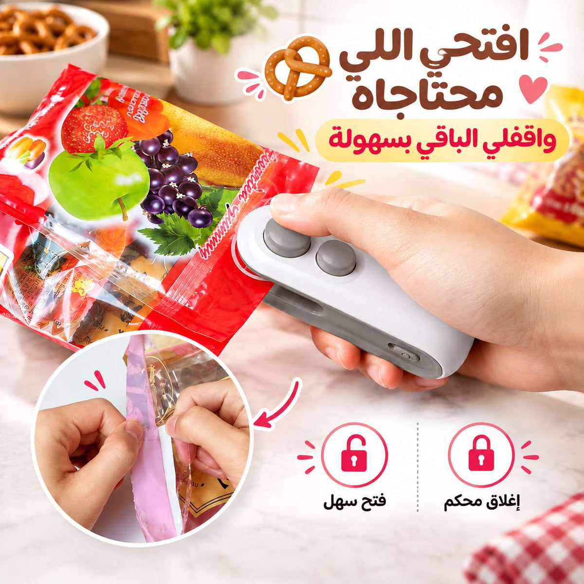 جهاز حراري 2 في 1 لغلق وقص أكياس الطعام قابل لإعادة الشحن بيو اس بي Main image