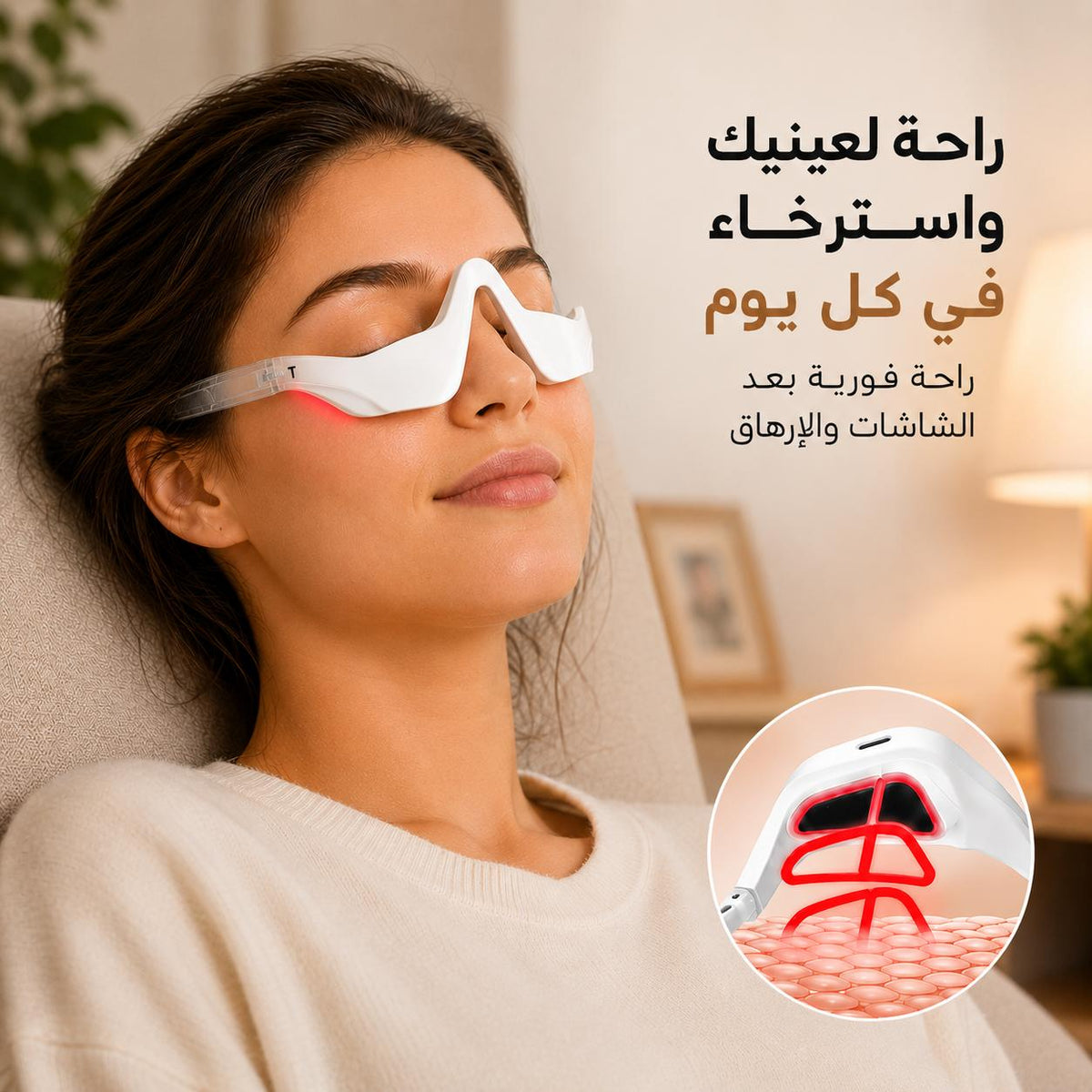جهاز مساج للعين بالضوء الأحمر بتقنيةالاهتزاز والتحفيز الكهربائي مع 4 أوضاع تدليك و3 مستويات Main image