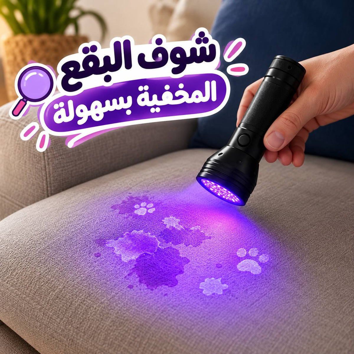 كشاف يدوي بالأشعة البنفسجية 51 لمبة ليد - لفحص البقع والعقارب و العملات Main image