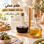 طقم زجاجات زيت وخل زجاج مع حامل خشبي للتقديم