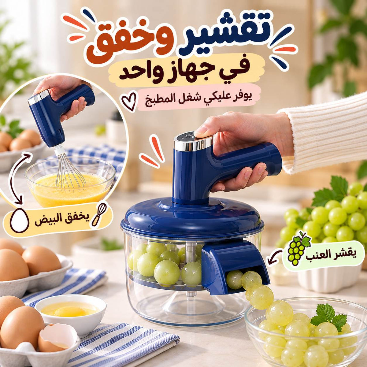 مقشرة للخضروات والفواكه 2 * 1 مع مضرب بيض بيو اس بي قابلة لإعادة الشحن Main image