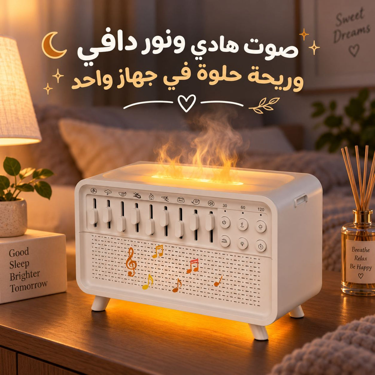 جهاز وايت نويز مضيئ للنوم مع سبيكر بلوتوث مع فواحة لتعطير المنزل 200 ملي Main image