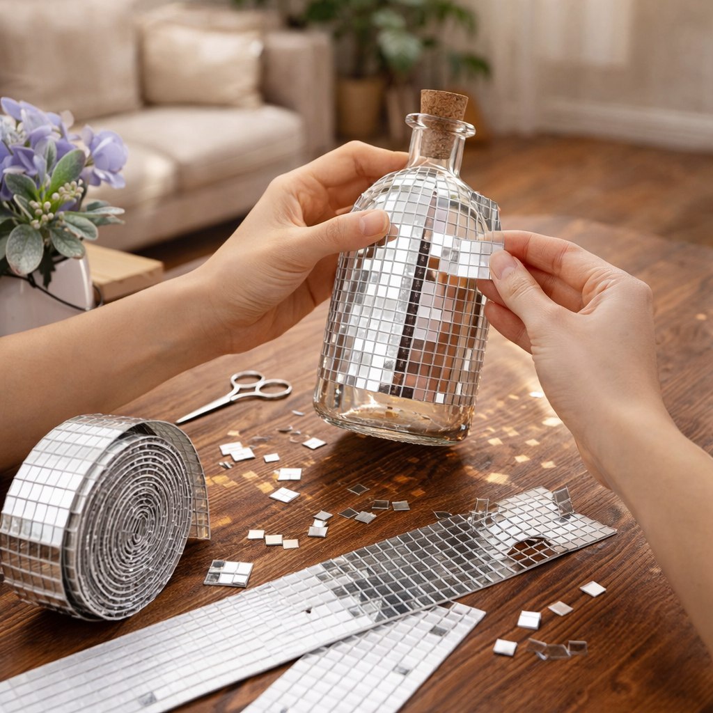 شريط زجاجي لاصق لتزيين الحوائط والمرايات بالوان مختلفة _ المقاس متر
