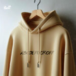 ⁦AbcdefuckOff هودي اوفر سايز قطن بكابيشو باللون البيج  للرجال والنساء⁩ - الصورة ⁦2⁩