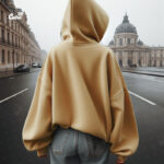 ⁦AbcdefuckOff هودي اوفر سايز قطن بكابيشو باللون البيج  للرجال والنساء⁩ - الصورة ⁦3⁩