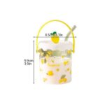 ⁦مج زجاجي للعصائر والمشروبات الدافئة 450 ملي بيد وغطاء سيليكون مع شاليموه باشكال فواكه مختلفة⁩ - الصورة ⁦6⁩