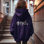 End  هودي اوفر سايز قطن باللون الموف