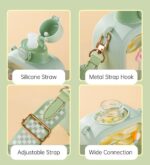 زمزمية مدرسية للاطفال 700 ملي بشاليموه لسهولة الشرب وحزام كروس لسهولة الحمل - الصورة 5