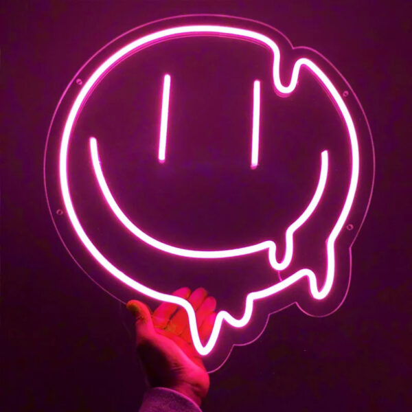 لتجديد ديكور المنزل وتزين الحفلات Melted Smiley Face لافتة نيون مضيئة علي شكل