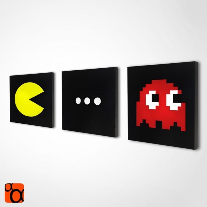 Pac-Man-Print-Wall-Art_All_4288_8.jpeg لوحة خشب هاند ميد علي شكل باك مان لتجديد وتغير ديكور غرف الأطفال - الصورة 1