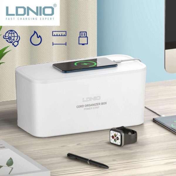 مشترك كهربائي 5 فيشة مع 3 منافذ يو اس بي ببوكس منظم للاسلاك وستاند للهواتف و الأجهزه