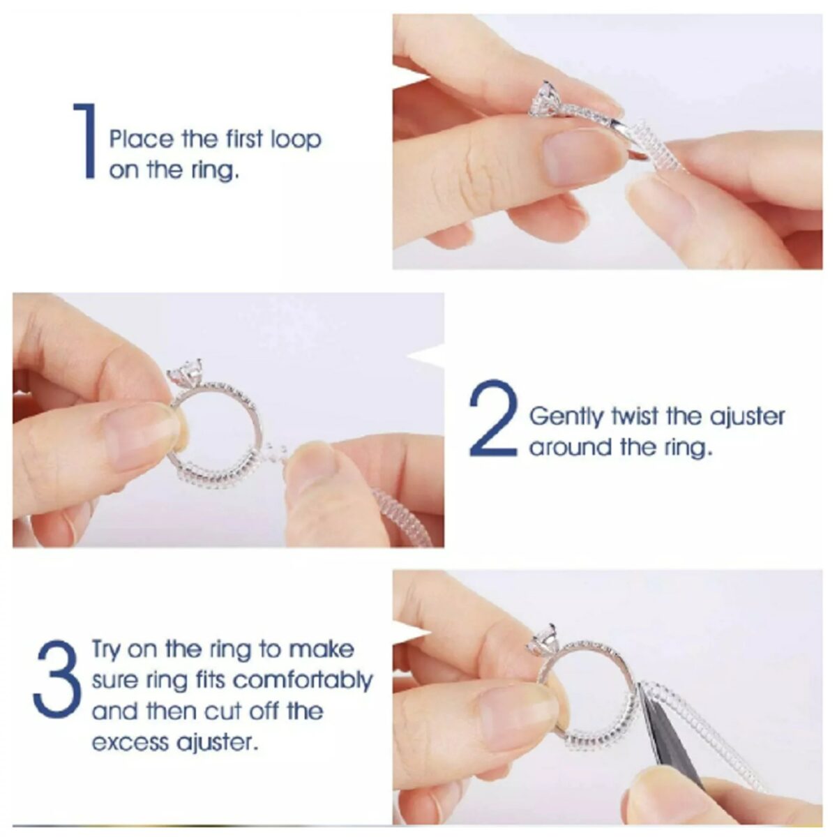 ⁦اداة تعديل وتضيق مقاس الخواتم الكبيرة 4 قطع سيليكون مرن غير مرئي⁩ - الصورة ⁦3⁩