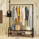 ⁦استاند دولاب شماعات وهوكات منظم للملابس والشنط والأحذية معدن غير قابل للصدأ⁩ - الصورة ⁦6⁩