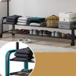 ⁦استاند دولاب شماعات وهوكات منظم للملابس والشنط والأحذية معدن غير قابل للصدأ⁩ - الصورة ⁦7⁩