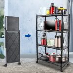 ⁦استاند منظم 4 رفوف قابل للطي بعجل لسهولة الحركة  للمطبخ والحمام معدن⁩ - الصورة ⁦3⁩