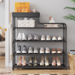 ⁦استاند منظم للأحذية 4 أرفف مع رف علوي لديكور الليفنج والريسبشن والدريسنج عملي وسهل الفك والتركيب⁩ - الصورة ⁦2⁩