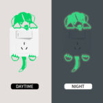 ⁦استيكر تزين الحائط لمفاتيح الكهرباء مضئ باللون الفسفوري بأشكال محتلفة⁩ - الصورة ⁦5⁩