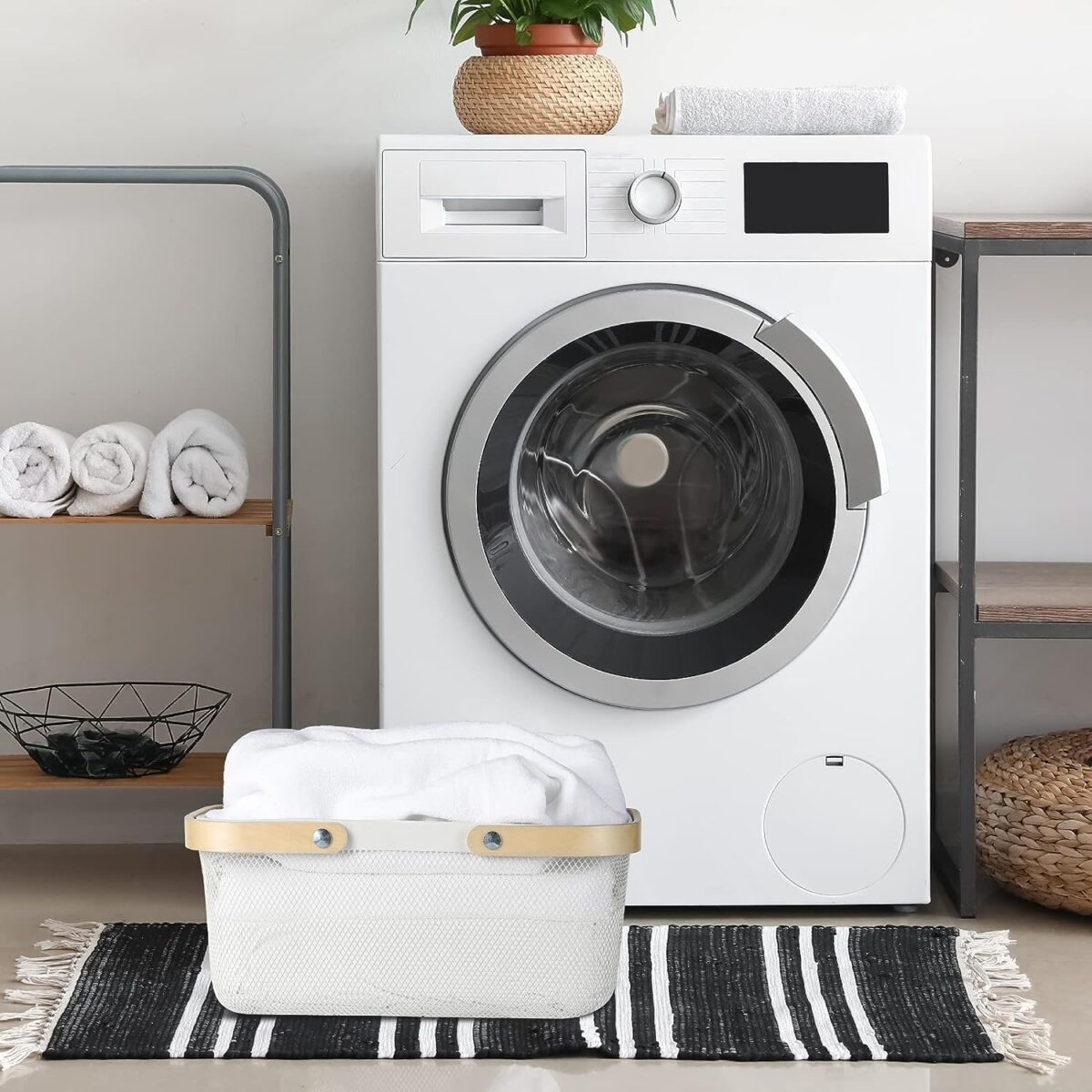 ⁦باسكت شبك معدن غير قابل للصدأ لحمل وتنظيم الفواكه والخضروات بيد خشبية لسهولة الحمل⁩ - الصورة ⁦9⁩