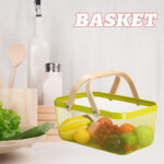 ⁦باسكت شبك معدن غير قابل للصدأ لحمل وتنظيم الفواكه والخضروات بيد خشبية لسهولة الحمل⁩ - الصورة ⁦11⁩
