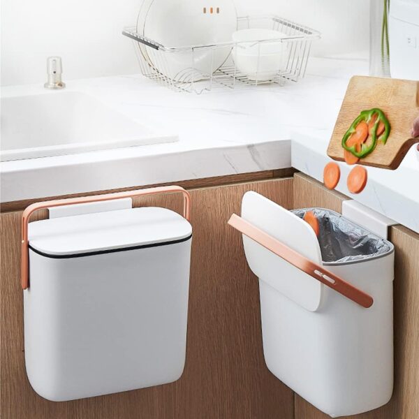 باسكت قمامة يعلق علي الدرف لتوفير مساحة للمطابخ والحمامات بلزق دبل فيس قوي وغطاء ويد من ايكوكو