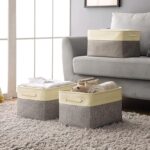 ⁦باسكت كتان لحمل وتنظيم الملابس ولعب الاطفال والميكب ومنتجات العناية بالشعر والبشرة بيد⁩ - الصورة ⁦2⁩