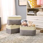 باسكت كتان لحمل وتنظيم الملابس ولعب الاطفال والميكب ومنتجات العناية بالشعر والبشرة بيد