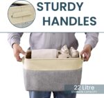 ⁦باسكت كتان لحمل وتنظيم الملابس ولعب الاطفال والميكب ومنتجات العناية بالشعر والبشرة بيد⁩ - الصورة ⁦4⁩