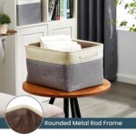 ⁦باسكت كتان لحمل وتنظيم الملابس ولعب الاطفال والميكب ومنتجات العناية بالشعر والبشرة بيد⁩ - الصورة ⁦5⁩