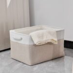 ⁦باسكت كتان لحمل وتنظيم الملابس ولعب الاطفال والميكب ومنتجات العناية بالشعر والبشرة بيد⁩ - الصورة ⁦7⁩