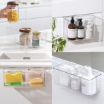 ⁦باسكت منظم وحامل لادوات المطبخ وعلب التوابل والمناديل يعلق علي درف المطبخ اكليريك شفاف⁩ - الصورة ⁦3⁩