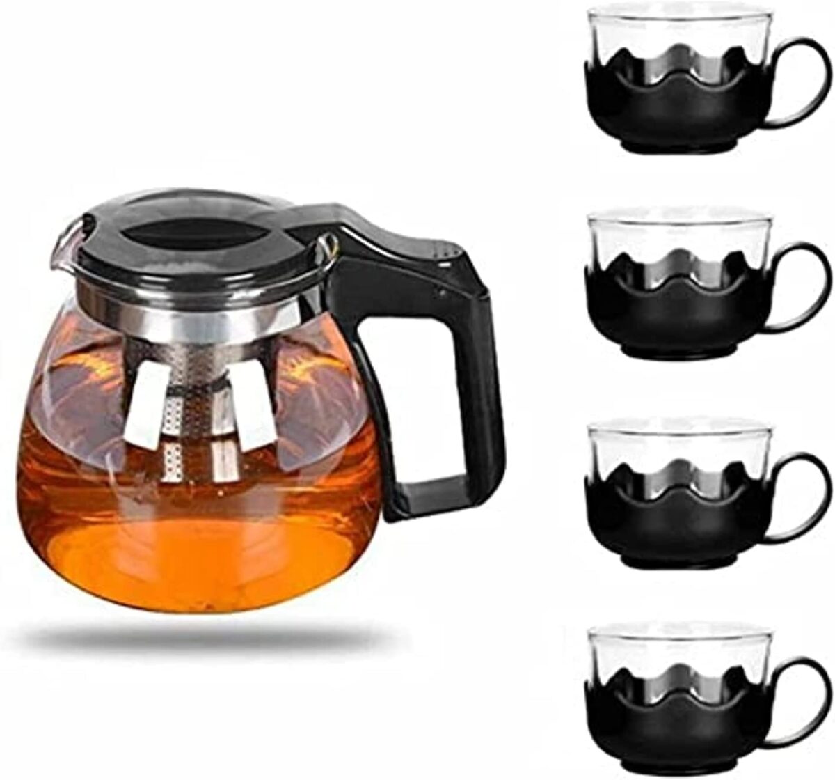 ⁦براد شاي ‏بيركس بمصفاه استانليس ستيل بغطاء ويد مع 4 استكانات ‏⁩ - الصورة ⁦5⁩