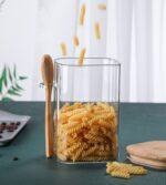 ⁦برطمان زجاج 1 لتر غطاء خشب ومعلقة لحفظ البقوليات والكورن فليكس والمكسرات ‏⁩ - الصورة ⁦4⁩