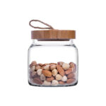 ⁦برطمان زجاج غطاء خشب ويد خيط الجوت لحفظ وتخزين البقوليات والمكسرات والكورن فليكس⁩ - الصورة ⁦3⁩