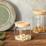 ⁦برطمان زجاج غطاء خشب ويد خيط الجوت لحفظ وتخزين البقوليات والمكسرات والكورن فليكس⁩ - الصورة ⁦6⁩