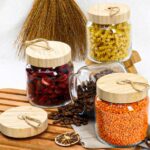 ⁦برطمان زجاج غطاء خشب ويد خيط الجوت لحفظ وتخزين البقوليات والمكسرات والكورن فليكس⁩ - الصورة ⁦8⁩