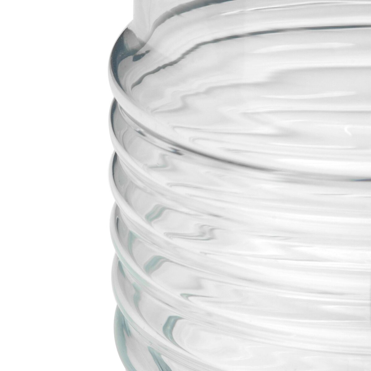 ⁦برطمان زجاج مضلع لحفظ وتنظيم البقوليات والمكسرات والكورن فليكس غطاء خشب محكم الغلق 630 ملي⁩ - الصورة ⁦4⁩