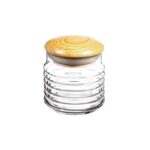 ⁦برطمان زجاج مضلع لحفظ وتنظيم البقوليات والمكسرات والكورن فليكس غطاء خشب محكم الغلق 630 ملي⁩ - الصورة ⁦5⁩