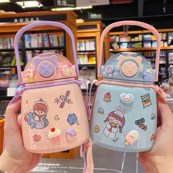 ترمس استانليس 650 ملي ستيل حافظ لحرارة المشروبات للاطفال اوقات الدراسة والخروج بشاليموه لسهولة الشرب