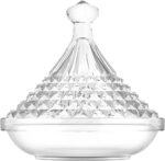 ⁦تمرية زجاج منقرش بغطاء لحمل وحفظ وتقديم التمر والمكسرات للضيوف بشكل شيك⁩ - الصورة ⁦2⁩