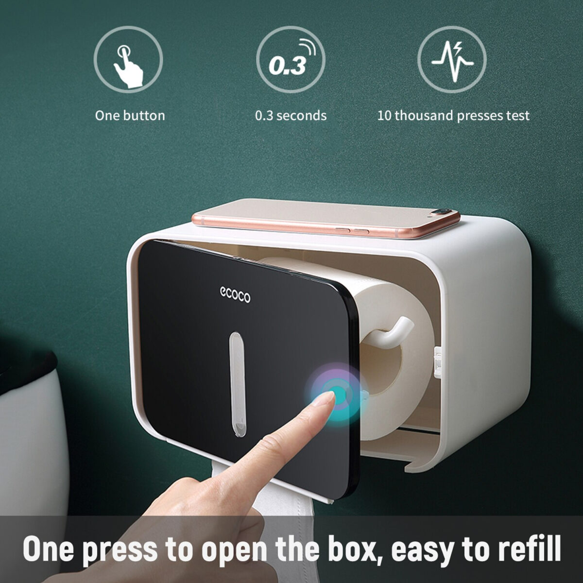 ⁦حامل مناديل للحمام والمطبخ لزق دبل فيس قوي ايكوكو⁩ - الصورة ⁦4⁩