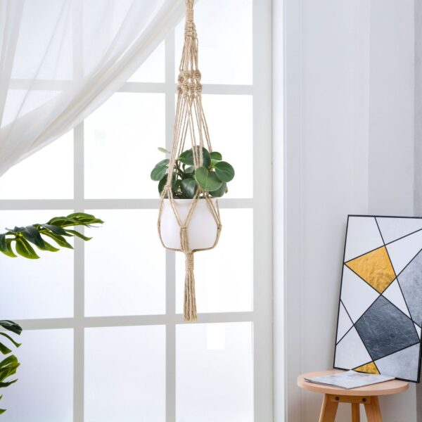 حامل نبات هاند ميد من خيط المكرمية لتجديد ديكور المنزل